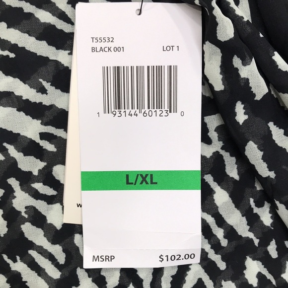 Coco Reef  Ideal Chiffon Caftan Cover Up Black & White L/XL New - Picture 5 of 8